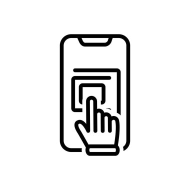 Siyah çizgi simgesini dokunmatik ekran el için