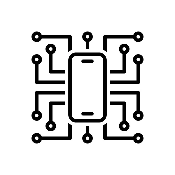 Black Line Icon Für Die Digitalisierungstechnologie — Stockvektor