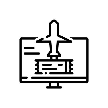 Seyahat rezervasyon için satır simge siyah