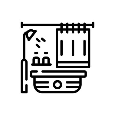 Banyo küvet için siyah çizgi simgesi