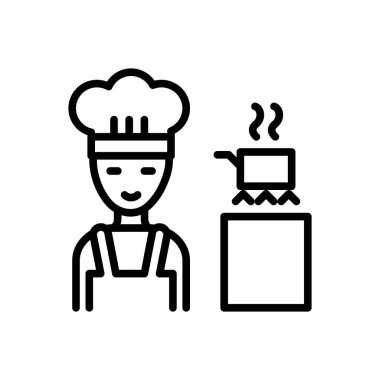 Yemek önlük için satır simge siyah