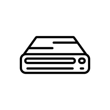 Sürücü disk için siyah çizgi simgesi