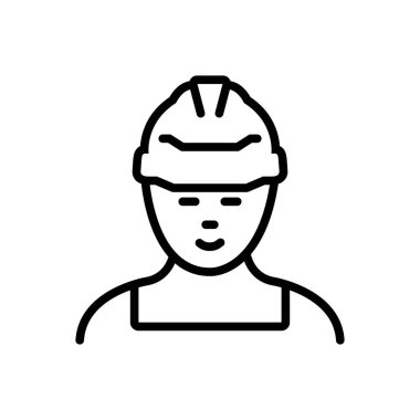 Siyah çizgi simgesi çalışan işçi için 