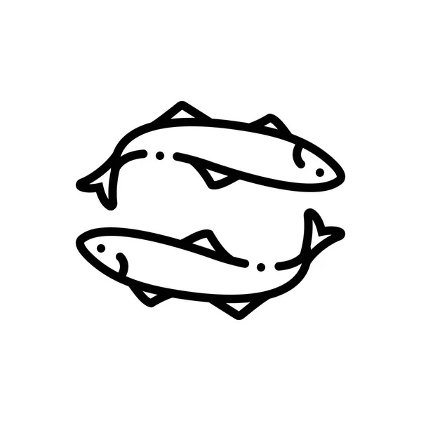 Icono Línea Negra Para Peces Anchoa — Vector de stock