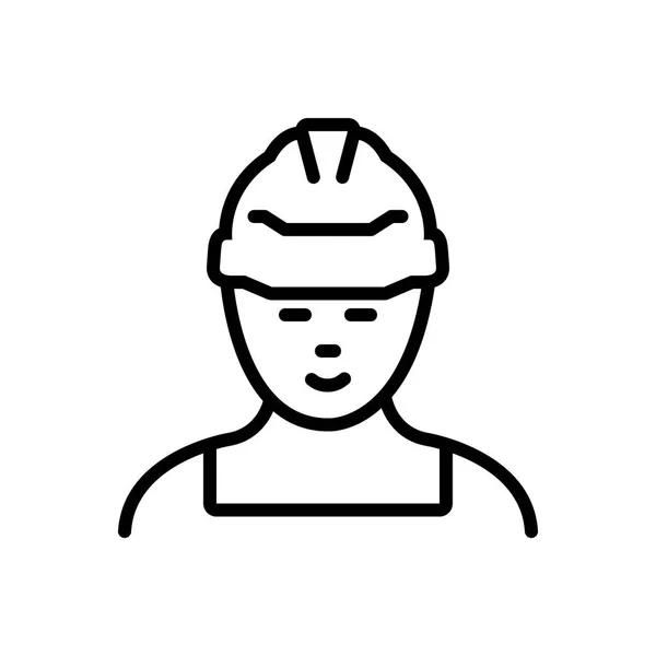 Black Line Icon Worker Laborer — Stock Vector