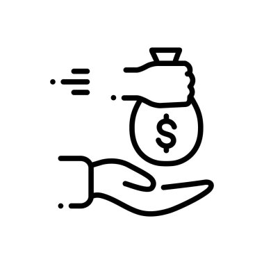 Ödünç alınan kredi için siyah çizgi simgesi