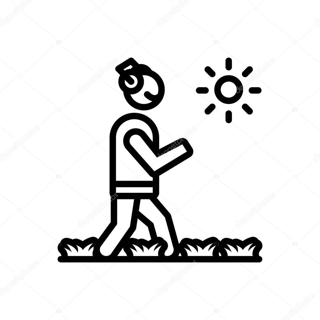 Black line Icon for walking wander