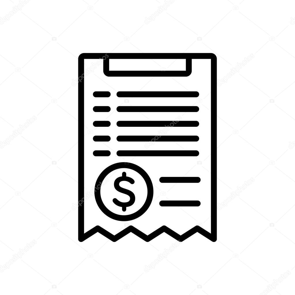 Black lineIcon for bill paper