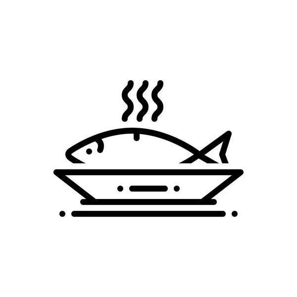 Black Line Icon Ceviche Fish — Stock Vector