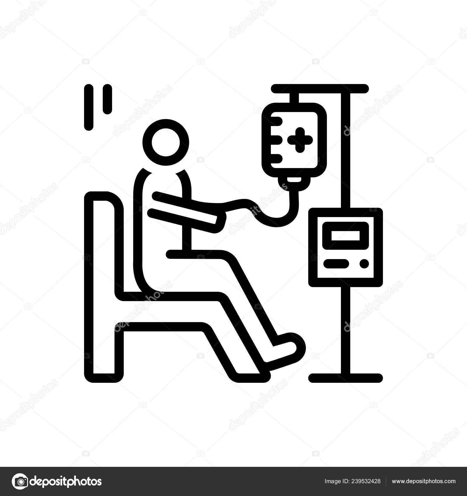 Black Line Icon Chemo Chemotherapy Stock Vector by