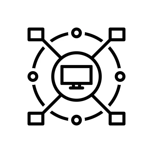 Icono Línea Negra Para Computarizado Cibernético — Vector de stock
