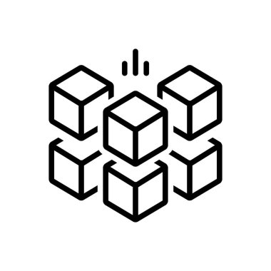 Siyah çizgi simgesini cubed şekil için