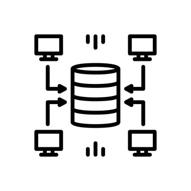 Veri ambarı için siyah çizgi simgesi