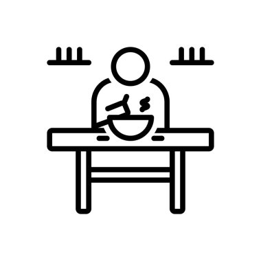 Yemek yemek için siyah çizgi simgesi