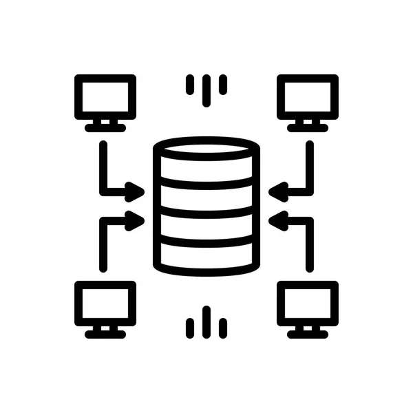 データ ウェアハウスの黒い線のアイコン — ストックベクタ