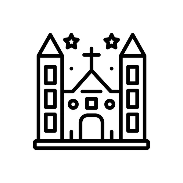 Icône Ligne Noire Pour Église Diocèse — Image vectorielle