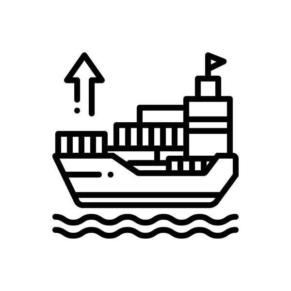 Black Line Icon Exporter Ship — Stock Vector