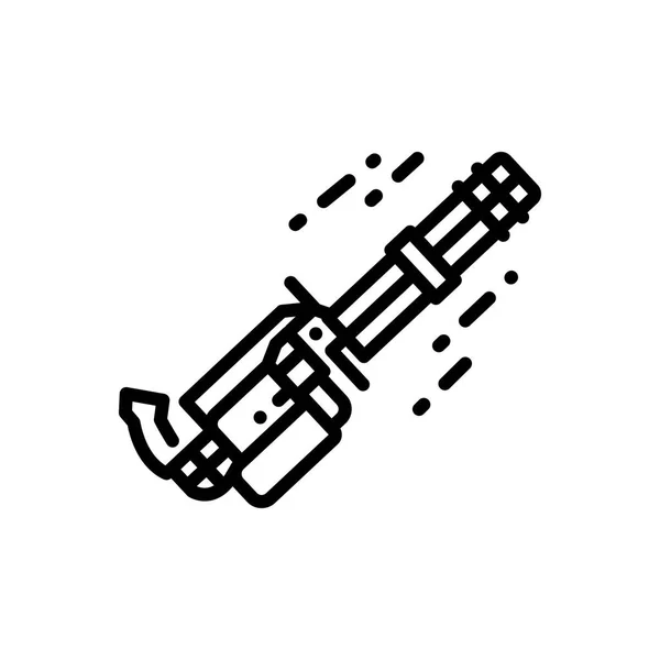 Zwarte Lijn Pictogram Voor Gatling Gun — Stockvector