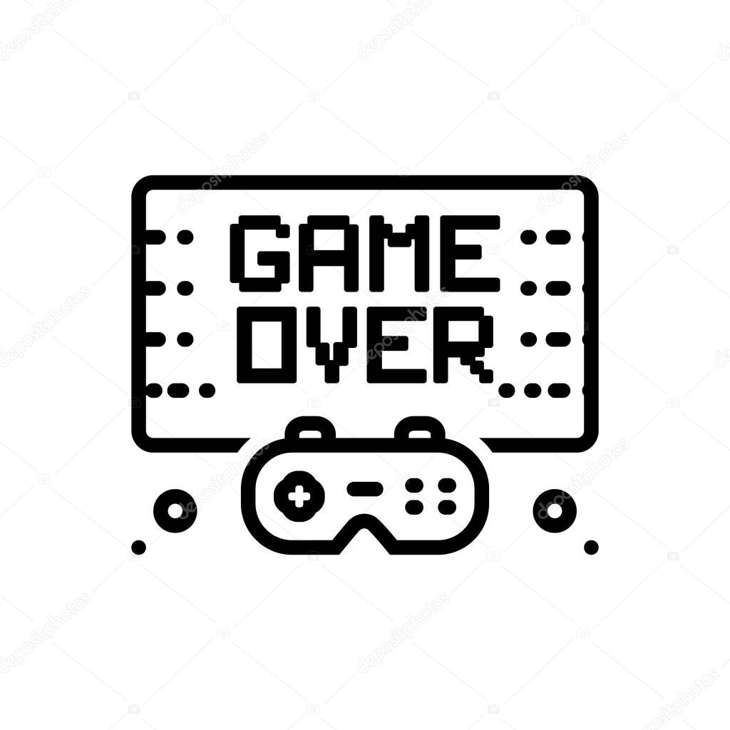 Black line Icon for gameover video
