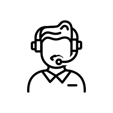 Siyah çizgi simgesi için müşteri hizmet danışmanı