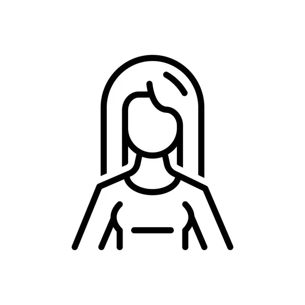 Icono Línea Negra Para Chica Moza — Vector de stock