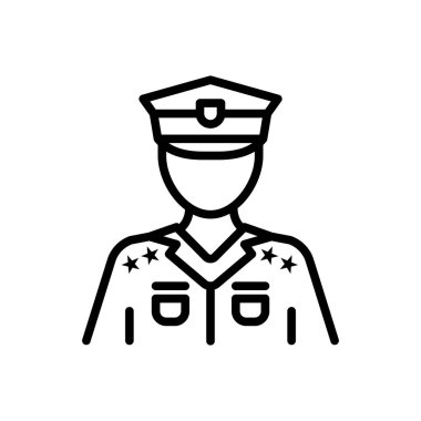  Polis polis gücü için siyah çizgi simgesi