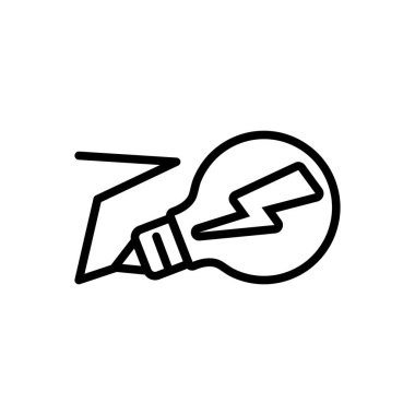  Siyah çizgi simgesi için elektrik yıldırım