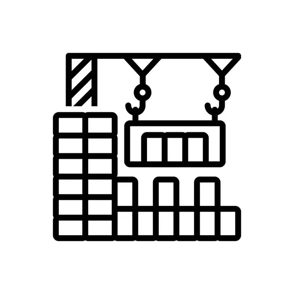 Icono Línea Negra Para Grúa Construcción — Vector de stock