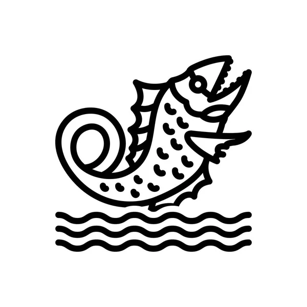 Zwarte Lijn Pictogram Voor Leviathan Oude — Stockvector