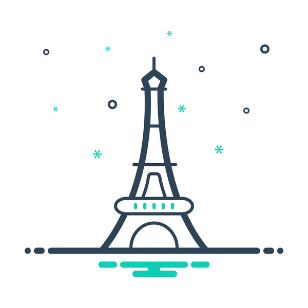 Misture Ícone Cor Para Torre Eiffel — Vetor de Stock