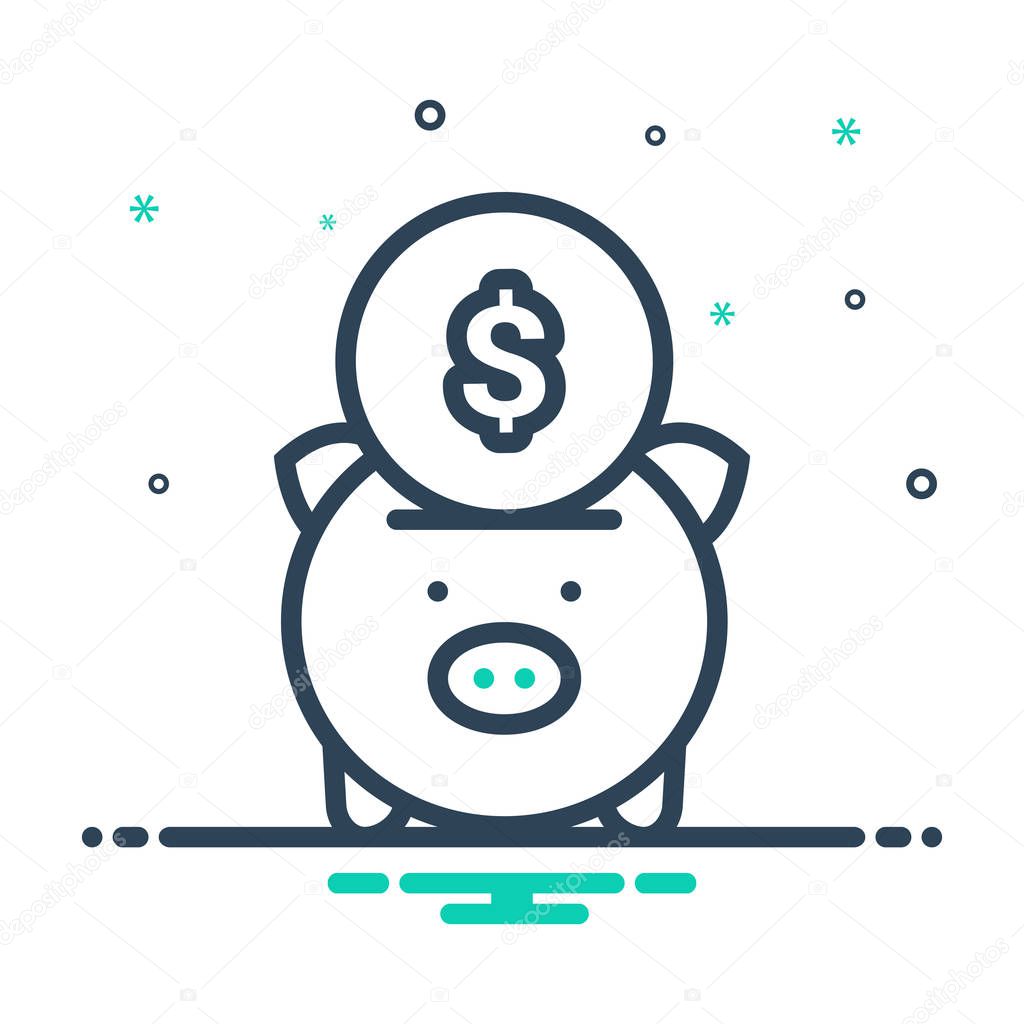 Mix colour icon for Piggy bank