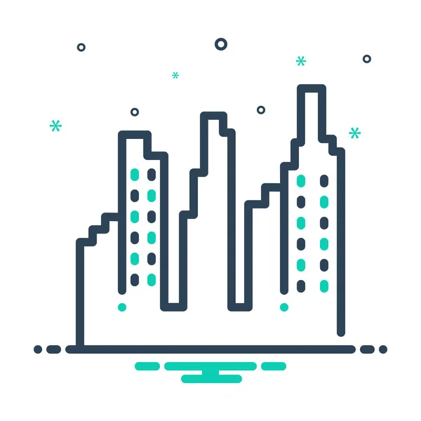 Mix Color Icon Citycenter City — Stock Vector