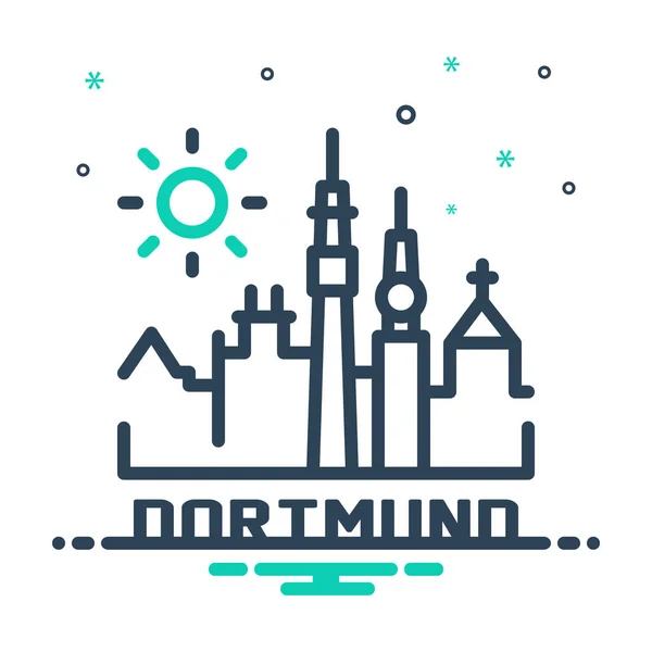 Mix Kleur Pictogram Voor Dortmund — Stockvector