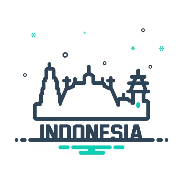 Mix Kleur Pictogram Voor Indonesië Toerisme — Stockvector