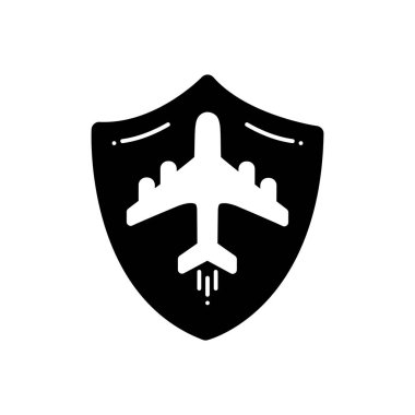 Seyahat sigortası için katı siyah simgesi