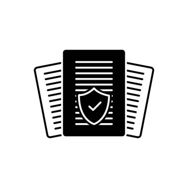 Sigorta denetim için katı siyah simgesi 