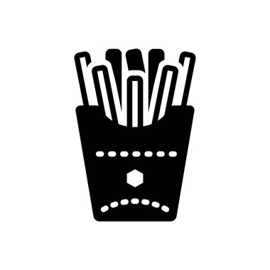 Patates kızartması için katı siyah simgesi