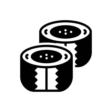 rulo suşi için katı siyah simgesi