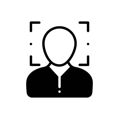 Yüz tanıma için katı siyah simgesi 