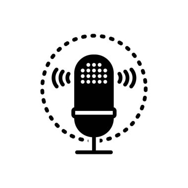 Ses tanıma için katı siyah simgesi