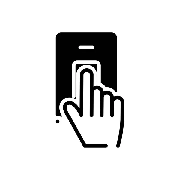 Solides Schwarzes Symbol Für Fingerscans — Stockvektor