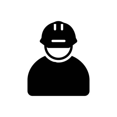 İnşaat işçisi katı siyah simgesi