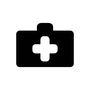 İlk yardım kutusu sağlam siyah simgesi  