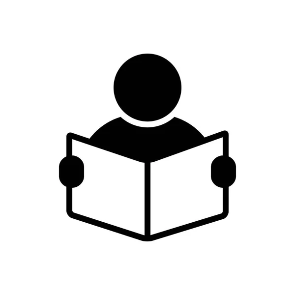 Sólido Icono Negro Para Estudiar Libro — Vector de stock