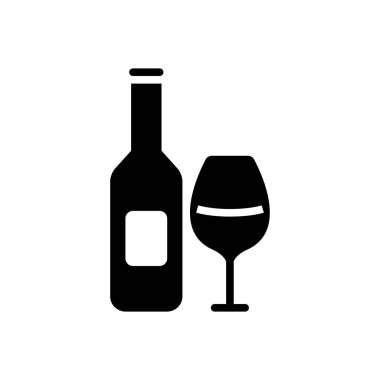 Şarap şişesi katı siyah simgesi