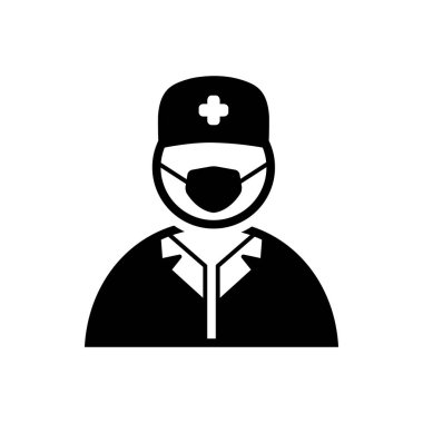 Cerrah doktor katı siyah simgesi 