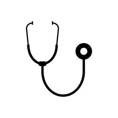 Stetoskop katı siyah simgesi 
