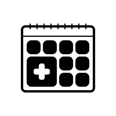 Takvim için katı siyah simgesi