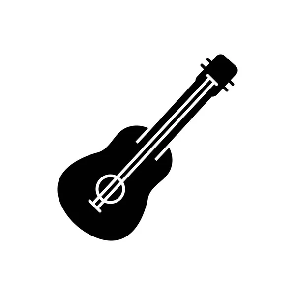 Solid Black Icon Guitar — Stock Vector
