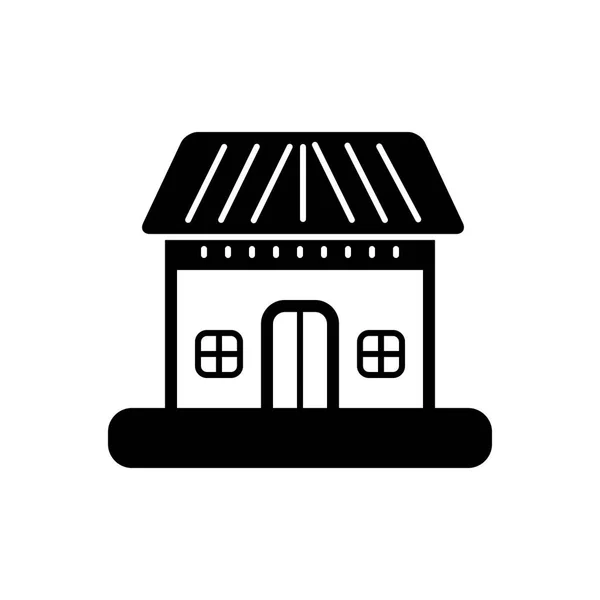 Effen Zwart Pictogram Voor Huis — Stockvector